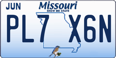 MO license plate PL7X6N