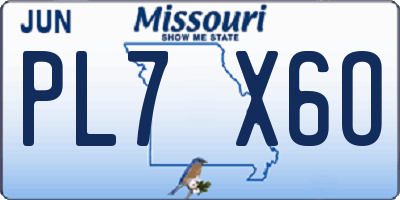 MO license plate PL7X6O