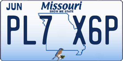 MO license plate PL7X6P