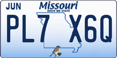 MO license plate PL7X6Q