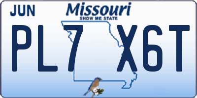MO license plate PL7X6T