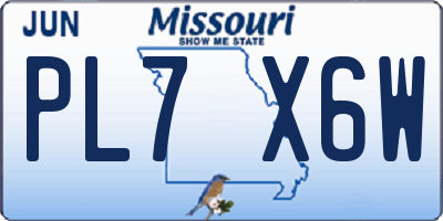MO license plate PL7X6W
