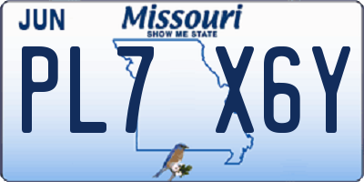 MO license plate PL7X6Y
