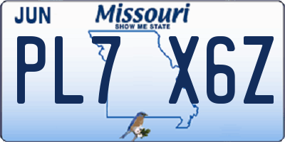 MO license plate PL7X6Z