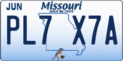 MO license plate PL7X7A