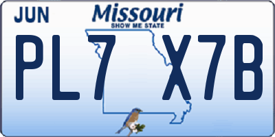 MO license plate PL7X7B