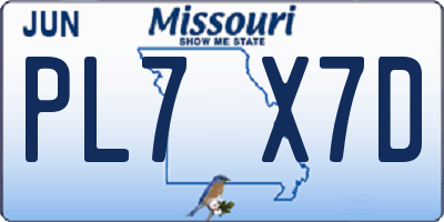 MO license plate PL7X7D