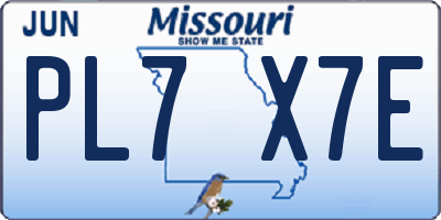 MO license plate PL7X7E