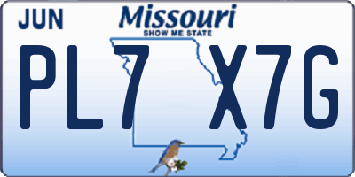 MO license plate PL7X7G