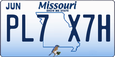 MO license plate PL7X7H