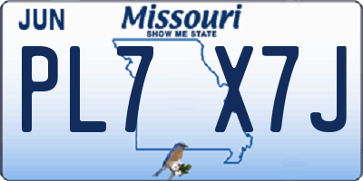 MO license plate PL7X7J
