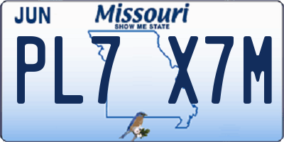 MO license plate PL7X7M