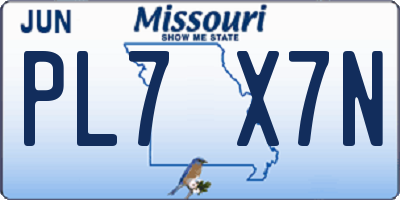 MO license plate PL7X7N