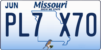 MO license plate PL7X7O