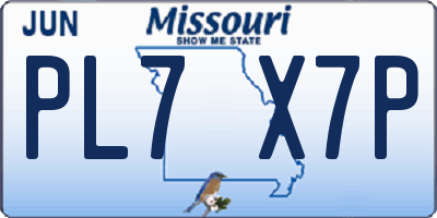 MO license plate PL7X7P