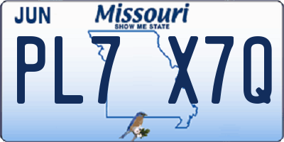 MO license plate PL7X7Q