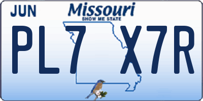MO license plate PL7X7R