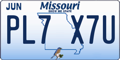MO license plate PL7X7U