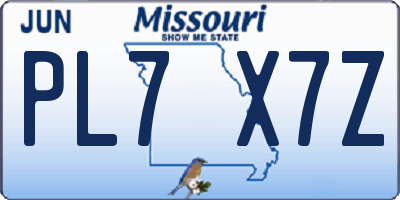 MO license plate PL7X7Z