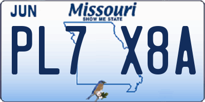 MO license plate PL7X8A
