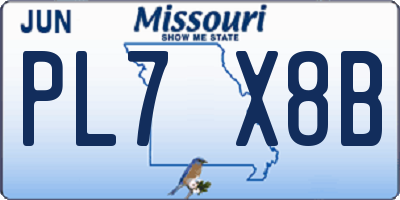 MO license plate PL7X8B