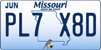 MO license plate PL7X8D