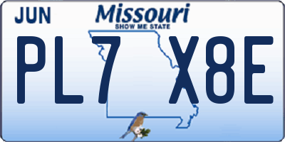 MO license plate PL7X8E