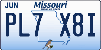 MO license plate PL7X8I