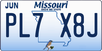 MO license plate PL7X8J