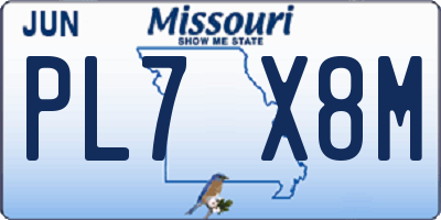 MO license plate PL7X8M