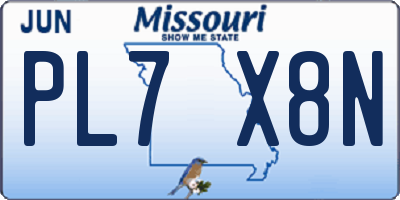 MO license plate PL7X8N