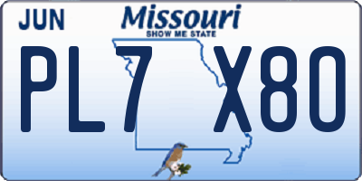 MO license plate PL7X8O