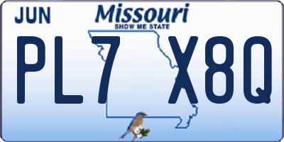 MO license plate PL7X8Q