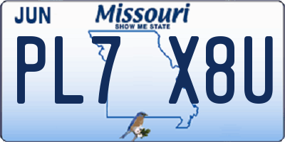 MO license plate PL7X8U