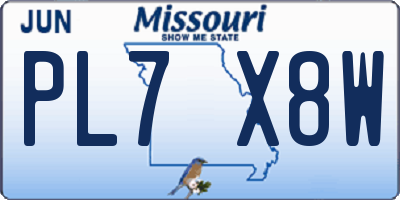 MO license plate PL7X8W