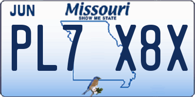 MO license plate PL7X8X
