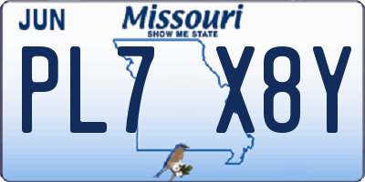 MO license plate PL7X8Y