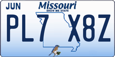 MO license plate PL7X8Z