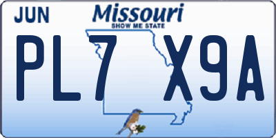 MO license plate PL7X9A