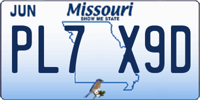 MO license plate PL7X9D