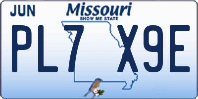 MO license plate PL7X9E