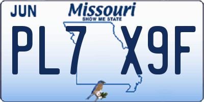 MO license plate PL7X9F