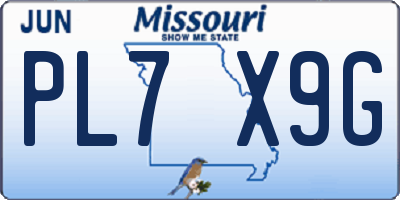 MO license plate PL7X9G