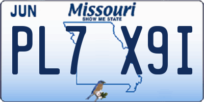 MO license plate PL7X9I