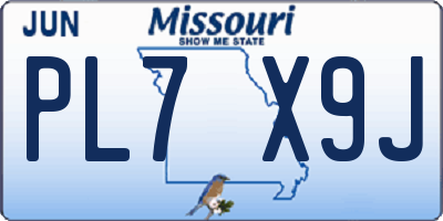 MO license plate PL7X9J
