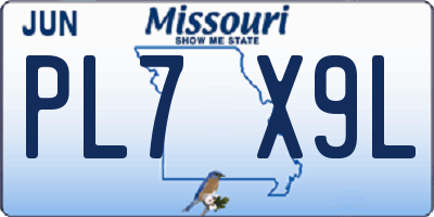 MO license plate PL7X9L