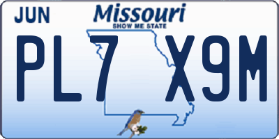 MO license plate PL7X9M