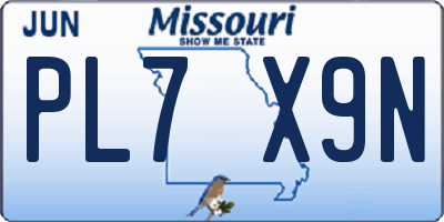 MO license plate PL7X9N