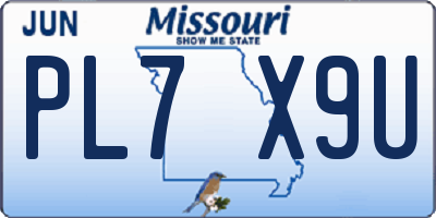 MO license plate PL7X9U