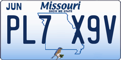 MO license plate PL7X9V